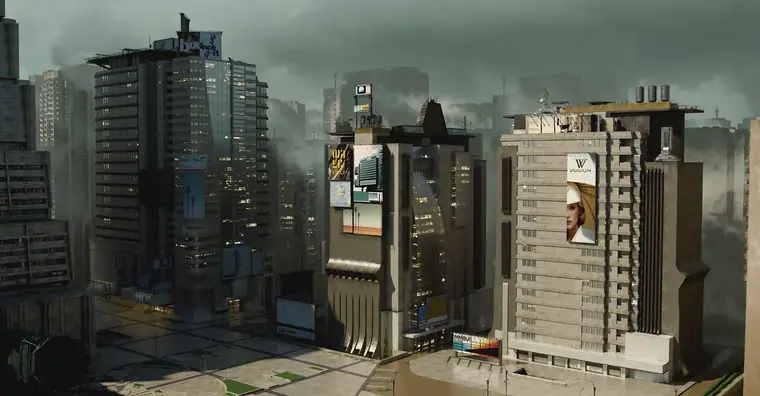 Crash site surrounding buildings, 02