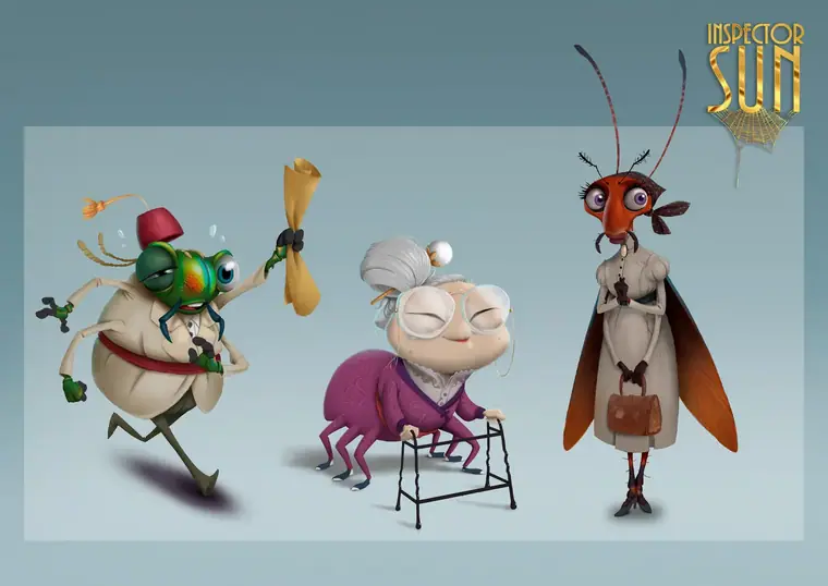 Inspector sun, color de personaje, insectos